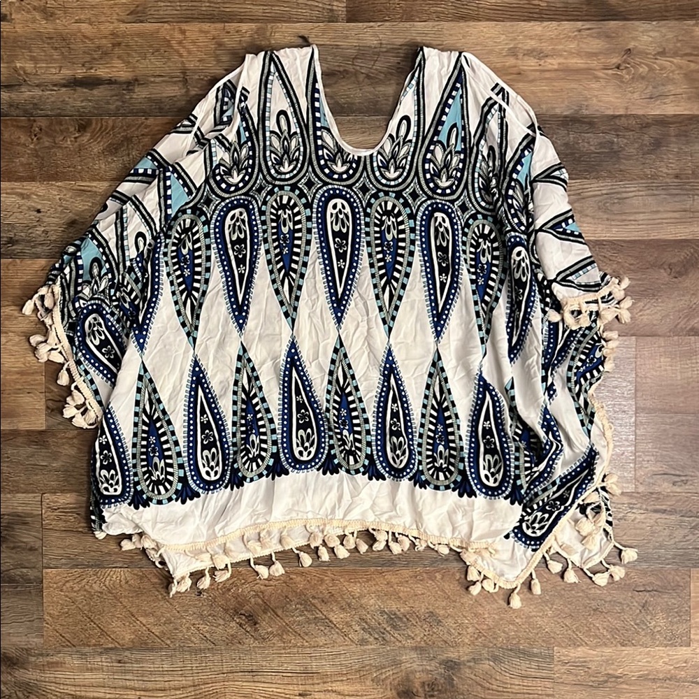Bohemian Blue and White Women's Top
